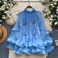 French chic floral ruffle blouse - women's summer loose fit long sleeve lantern sleeve top - ageless & elegant