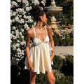 Ins european and american style women's clothing  summer new v-neck hollow-out backless beach vacation loose sundress