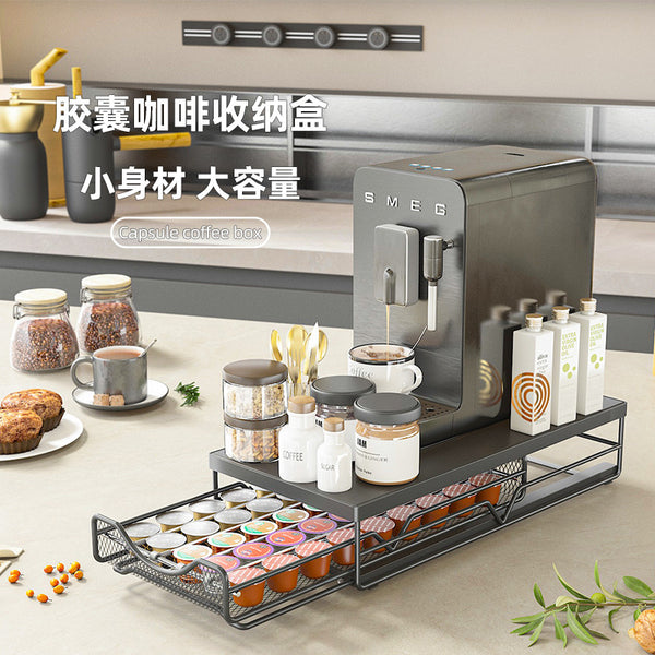Cross-border coffee countertop rack dust-proof desktop side cabinet water cup storage cabinet pill capsule coffee storage box
