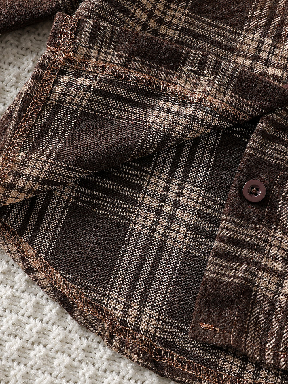 cross-border fashion "maillard" plaid shirt, flare jeans, and camisole three-piece set