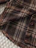 cross-border fashion "maillard" plaid shirt, flare jeans, and camisole three-piece set