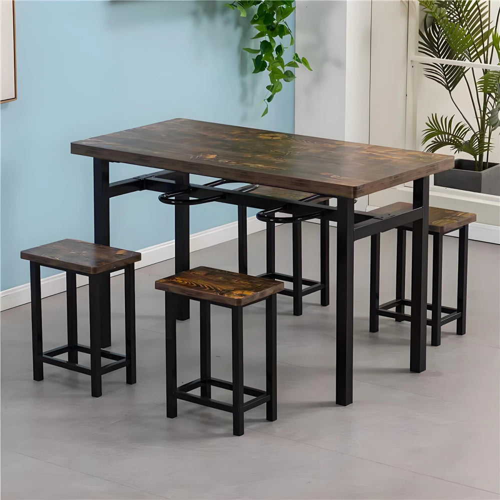 Stainless steel canteen table and chairs 4 people 6 people hanging stool rectangular table school factory employee dining table separates combination