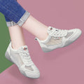 Women's white leather sneakers - spring/summer 2025 collection: lightweight, breathable mesh, comfortable lace-up, versatile & trendy athletic shoes