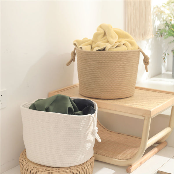 Creative deer ear handle Nordic dirty clothes basket Simple cotton thread dirty clothes basket Clothing sundries storage basket Toy laundry basket