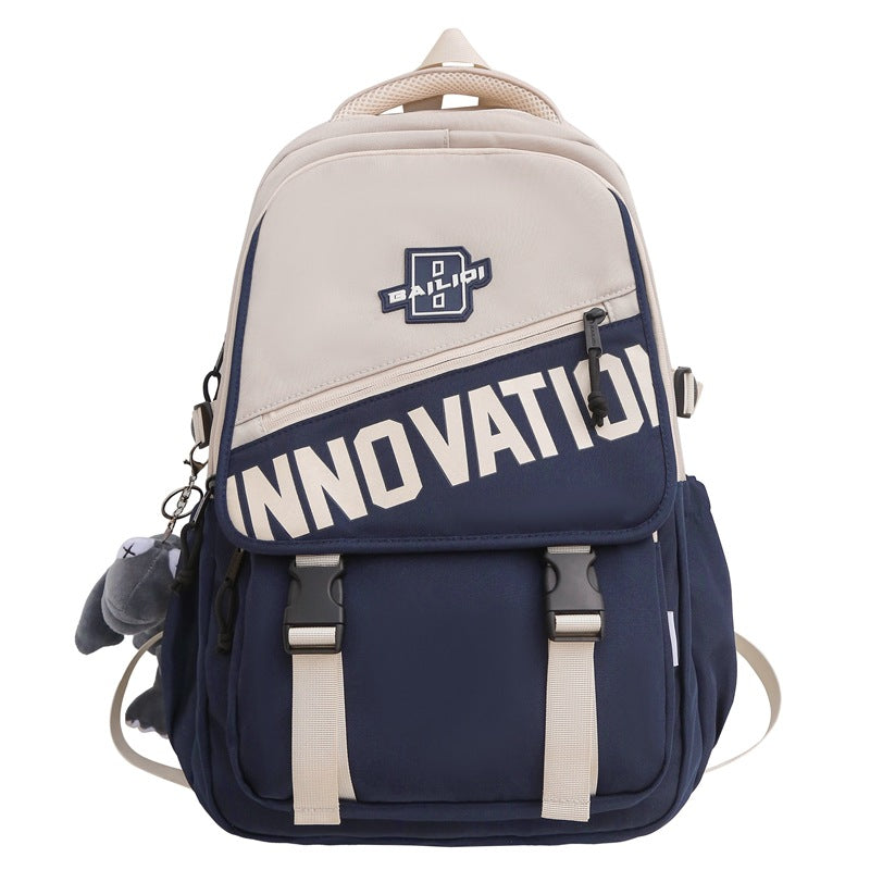 New large-capacity schoolbag, high school student fashion trend backpack, computer bag, strong and durable backpack.