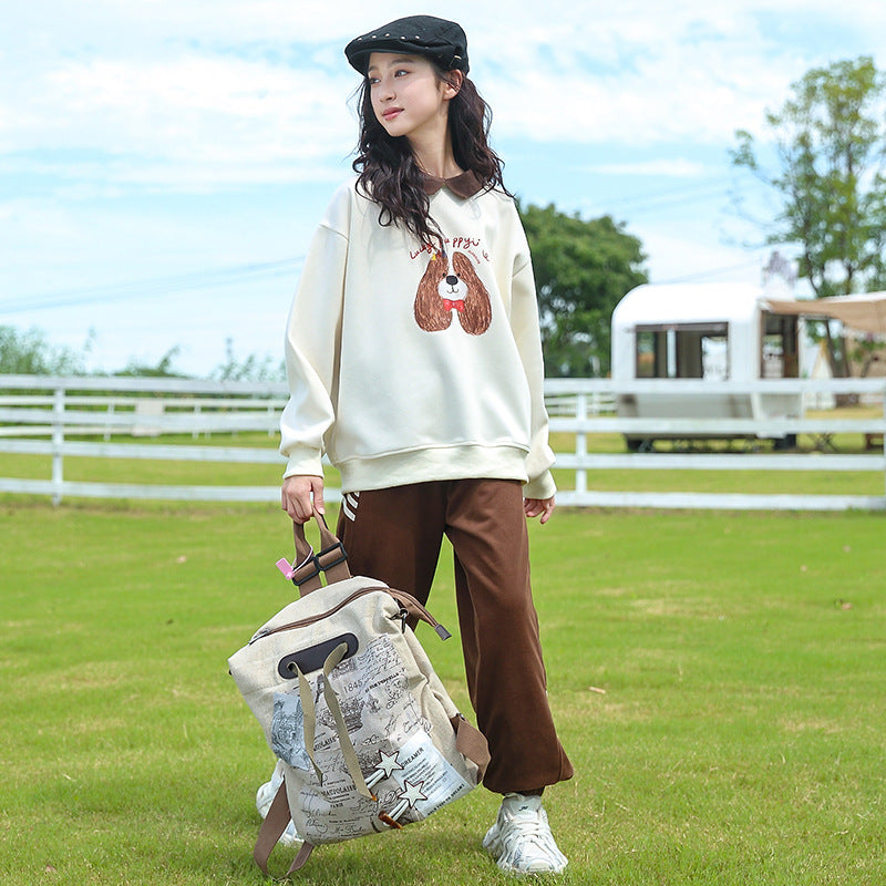 Girls' sweatshirt:  spring/autumn new arrival - trendy, stylish, long-sleeved, loose-fit top - autumn fashion for girls - popular children's clothing