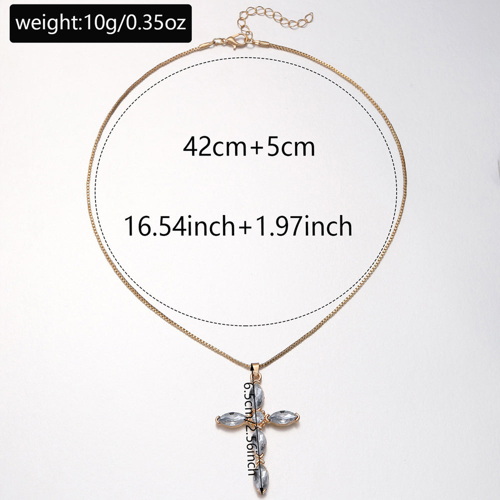 Wholesale cross necklaces: european and american ins style minimalist design, diamond-accented necklace, fashionable and versatile, popular clavicle chain for women