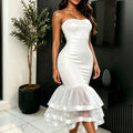 A41453tube top mesh hip skirt, multi-color optional cake fishtail party dress party dress