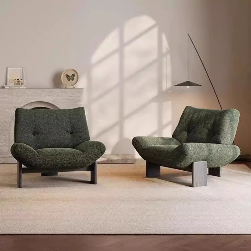 Retro single sofa chair, wabi-sabi style solid wood casual chair, hotel living room club reception chair, designer negotiation chair