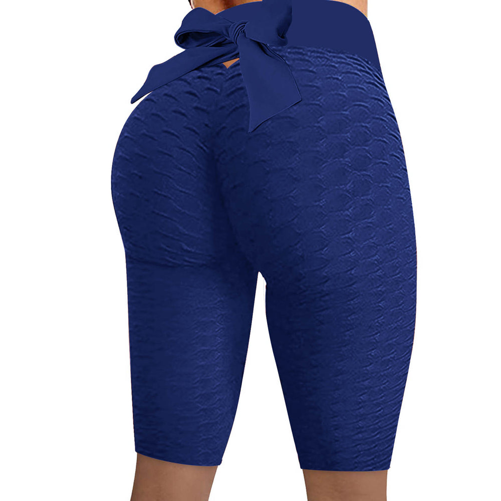 2025 amazon women's bowknot honeycomb jacquard solid color yoga pants, activewear, capri leggings - in stock, cropped length
