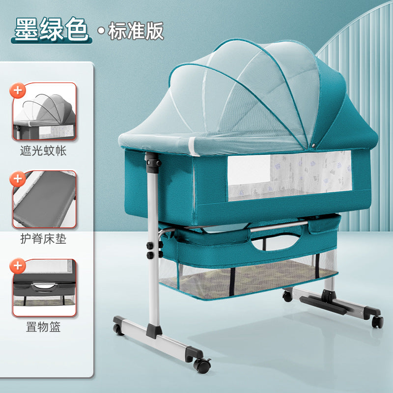 Baby crib newborn bed splicing large bed baby rocking bed bb children's bed cradle bed multifunctional movable foldable