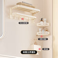 Milky white towel rack [3-piece set b] double folding with row hooks