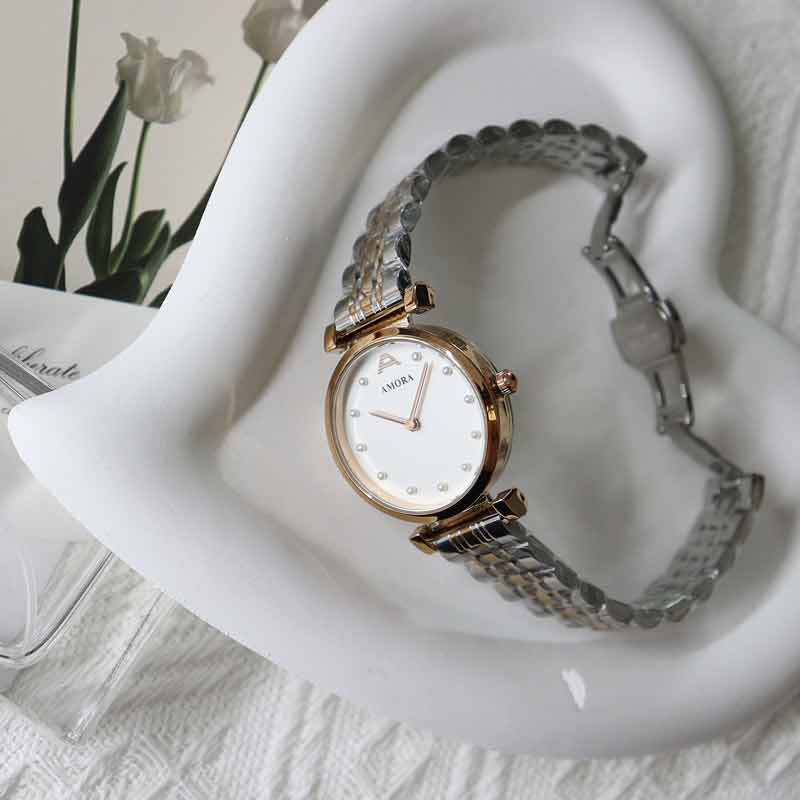 Wholesale stainless steel pearl white watch - women's fashionable, minimalist, elegant, light luxury, trendy, stylish ladies' wristwatch