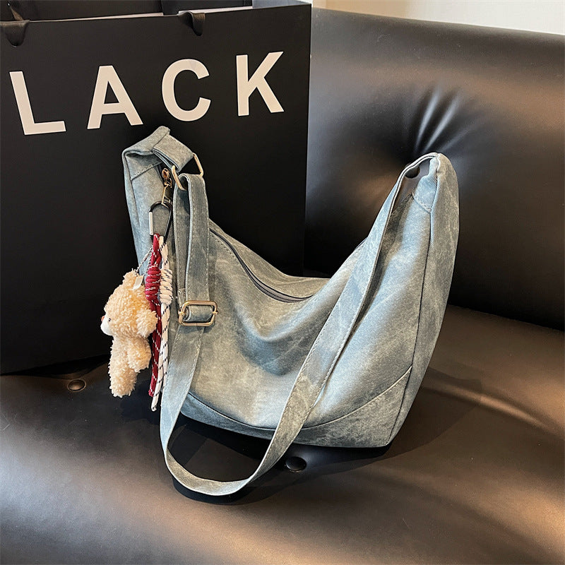 Autumn new large-capacity lazy wind commuter bag casual shoulder bag high texture pendant messenger bag tote bag