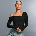 cross-border e-commerce european and american women's fashion: ins-sexy style t-shirt - unique design square neck cropped top for spring/summer