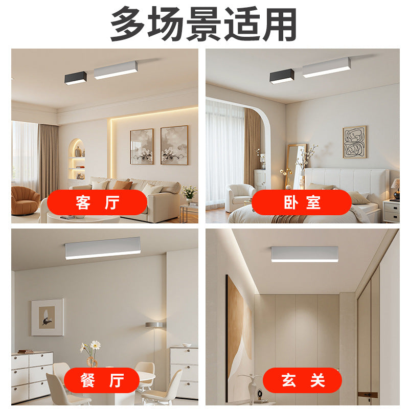 Full spectrum led surface mounted strip downlight free opening living room without main light lighting ceiling strip floodlight line light