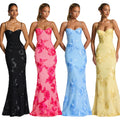 C7672 cross-border   fashion women's elegant sexy jacquard camisole party dress