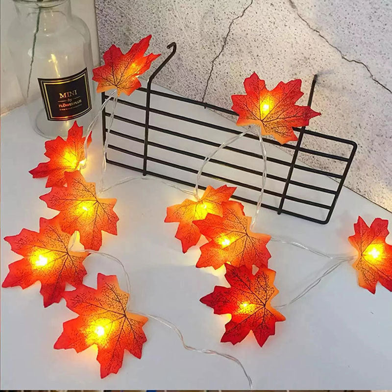 Cross-border led maple leaf light string creative Christmas Thanksgiving battery box lights simulation maple leaf outdoor decorative lights