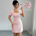 new chanel-inspired color block fishtail dress -  cross-border e-commerce fashion dress