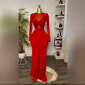 European and american cross-border women's fashion:  early spring new arrival - solid color long sleeve crew neck bandeau bodycon elegant maxi dress