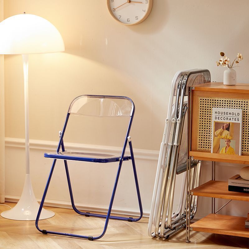 Casual foldable chair transparent crystal photo chair scandinavian acrylic fashion popular makeup stool backrest dining chair