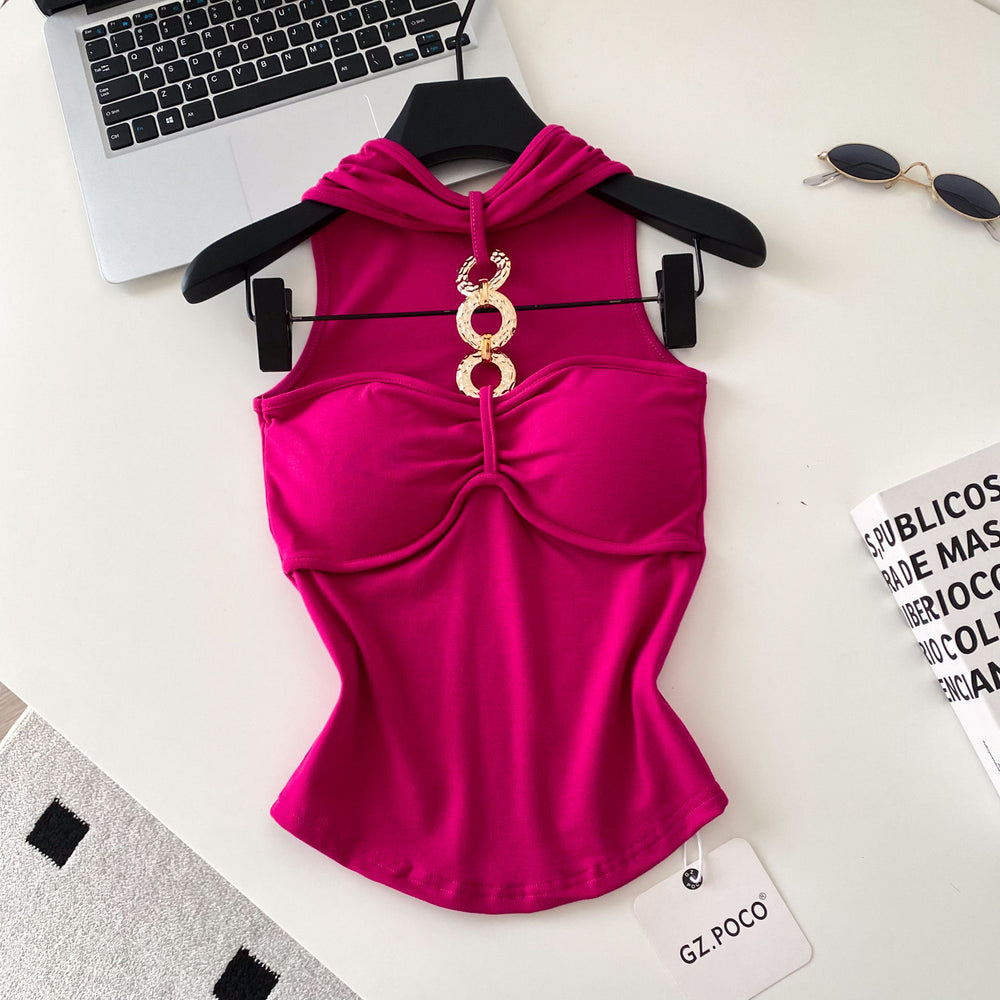 Sexy ring detail cami top - women's summer outerwear, slim fit, commute style, sleeveless top - new  inner layer