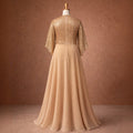 Elegant women's long dress - sequin-embellished v-neck chiffon patchwork pleated dress