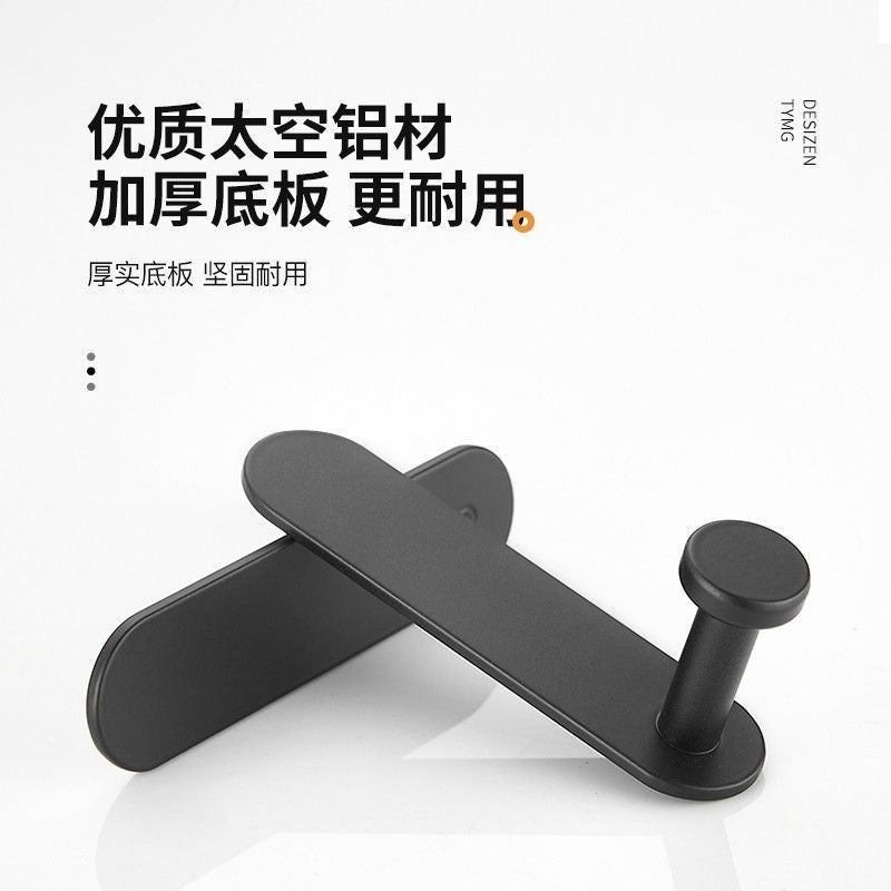 Wholesale space aluminum gun gray row hook coat hook bathroom door back wall wardrobe towel hook coat hook no punching