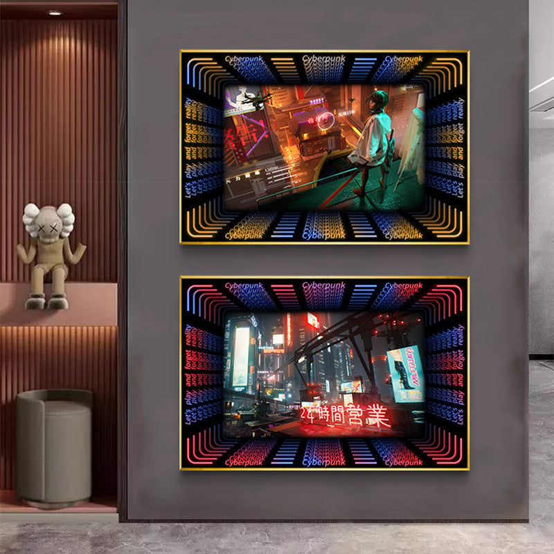 KTV box, private room, luminous hanging paintings, bar, pub, wall decoration painting, e-sports room, cyberpunk style mural