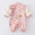 Baby spring & fall onesie, first birthday chinese style outfit, romper, chinese style newborn 100-day celebration outfit, crawling suit for baby girls