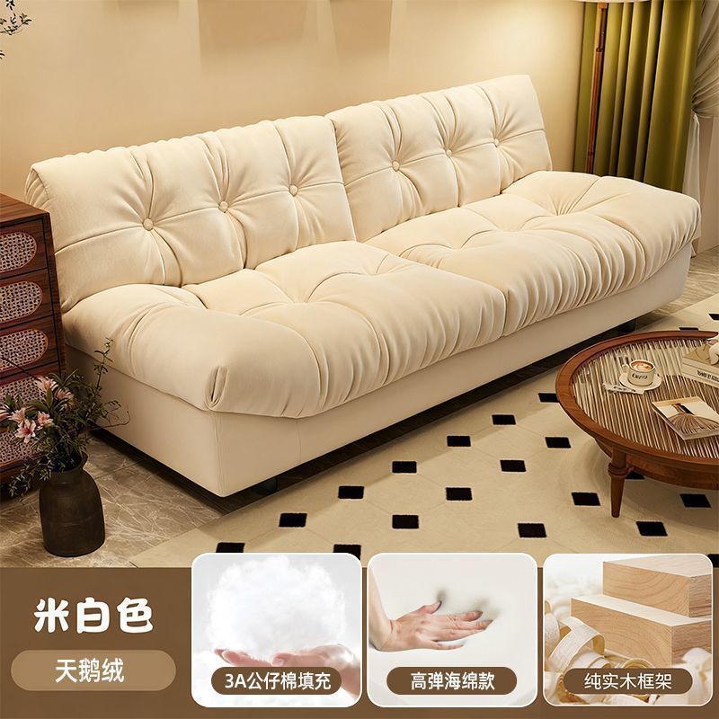 Sofa small apartment living room sofa new arrival double three-person fabric straight row lazy cream style bedroom small sofa