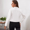 Amazon tiktok pinduoduo foreign trade cross-border fashion american retro white denim jacket women's short lapel