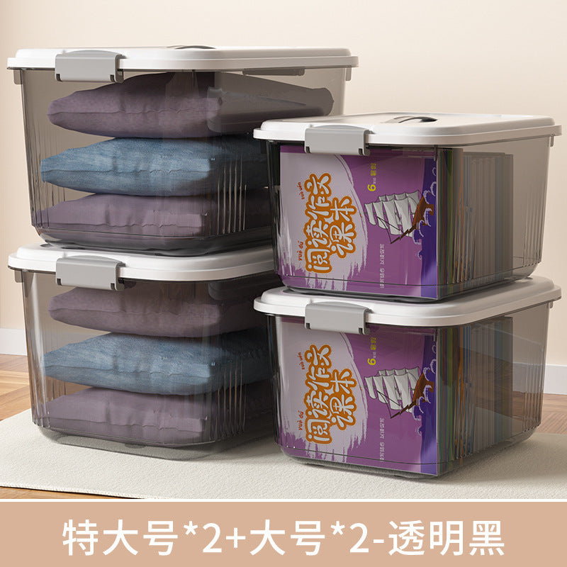 Household acrylic transparent storage box with lid, clothes storage box, household quilt sundries finishing basket wholesale