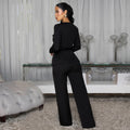 C7605 cross-border   fashion women's high-end gold buckle commuter professional suit set