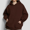 cross-border e-commerce women's fashion: european and american summer new arrivals - solid color, unique casual hooded long sleeve loose fit sweatshirt