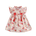 Summer newborn baby princess style breathable floral triangle bodysuit infant short-sleeve full month first birthday dress