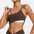 New eco-friendly fabric yoga top for women, featuring spaghetti straps, a high-stretch and soft sports bra, a beautiful back design, and perfect for fitness training and yoga
