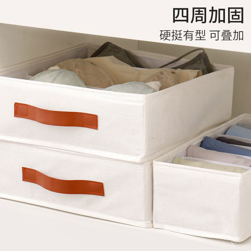 Household Foldable Tianshan Hemp Underwear Panties Socks Storage Box Multifunctional Drawer Dormitory Classification Storage Box