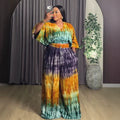European and american cross-border african women's clothing  summer new fashion loose plus size printed v-neck top and pants set