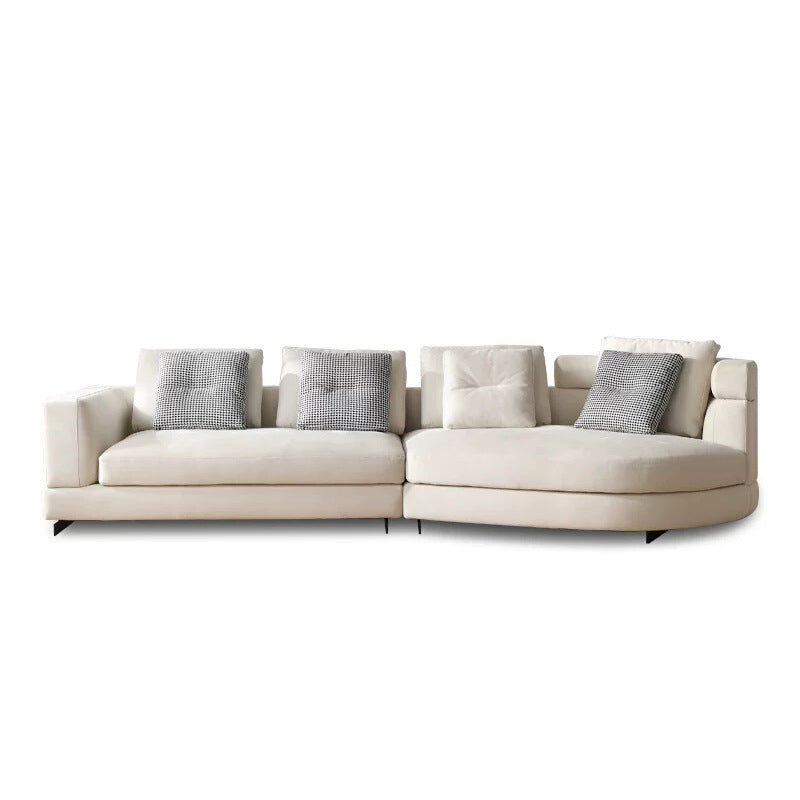 Designer arc-shaped fabric sofa - italian minimalist corner sofa set for small to large living rooms