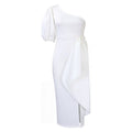 D327export women's clothing  new independent station oblique collar slit ruffles dress sexy european and american dress