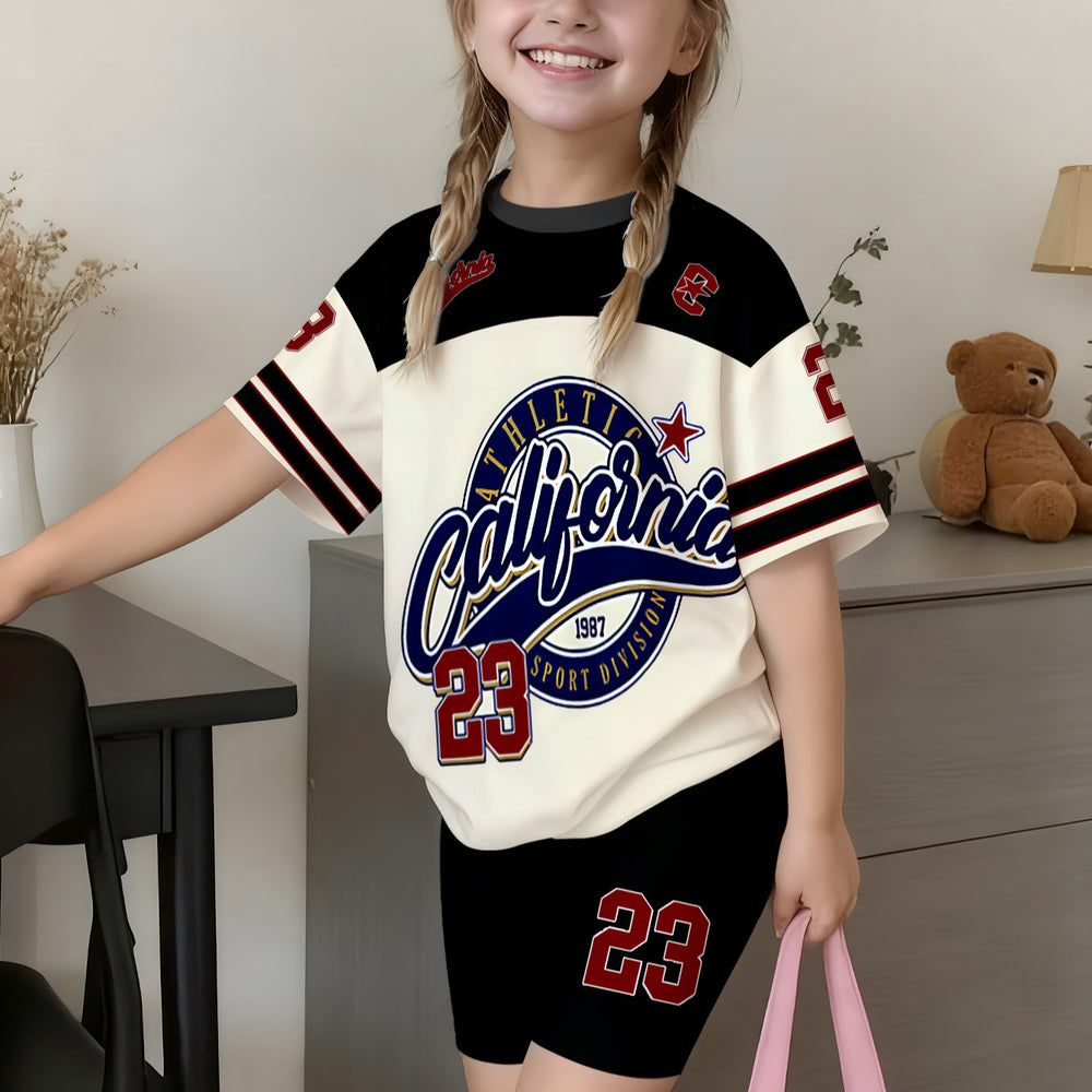 wholesale girls' short-sleeve and shorts sets, fashionable spring, summer, and autumn outfits for girls