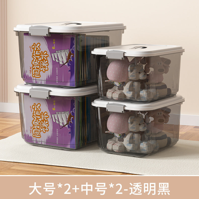 Household acrylic transparent storage box with lid, clothes storage box, household quilt sundries finishing basket wholesale