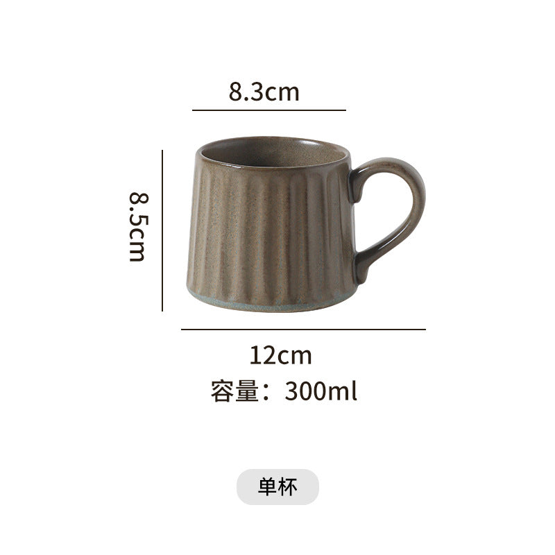 Vintage personalized ceramic striped afternoon tea milk coffee cup hand-painted stoneware mug italian nostalgic style cup and saucer set