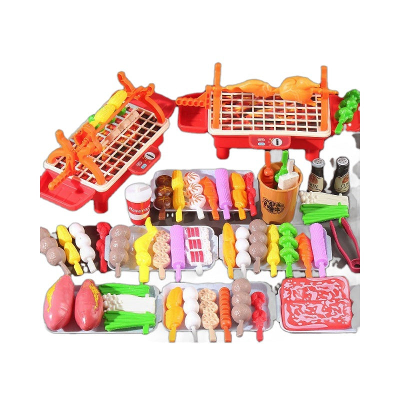 Kids pretend play bbq skewer kitchen toy set - breakfast food playset for girls, cooking & bbq for boys & girls, wholesale