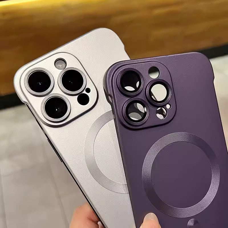 Ultra-thin frameless metallic paint magnetic suction suitable for iphone17pro mobile phone case apple 15 lens film protective cover