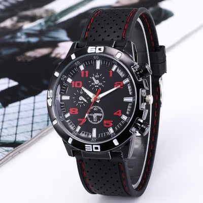 28029 new wish export sports silicone fashion racing business quartz men's watch wholesale