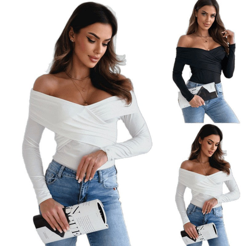Ebay  fall/winter new arrivals: fashionable and sexy off-the-shoulder long sleeve tee
