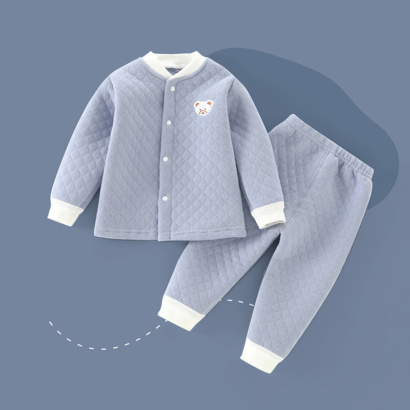 Baby heattechsuitfall and winterpure cotton male baby autumn clothing female baby intimatesspring & fallthickenedcardigan autumn clothes and autumn pants