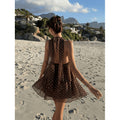 code  independent station  holiday polka dot printing backless haltershortdress